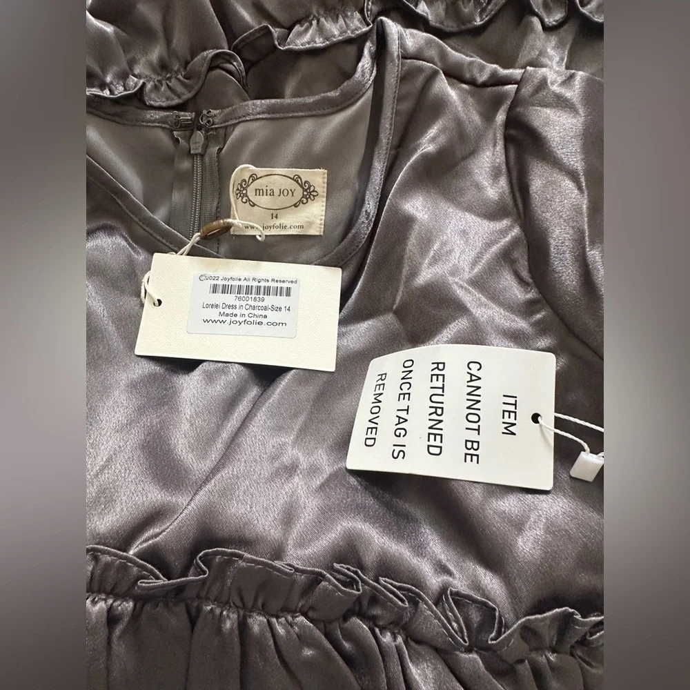 NWT Joyfolie Mia Joy Loralei Dress Charcoal Size 14